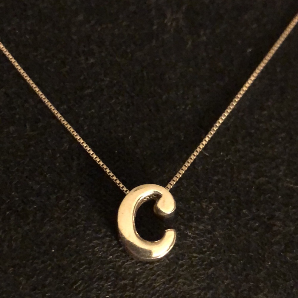 Sterling Silver C Charm Necklace Uniquely Made Pendant Excellent/New Condition